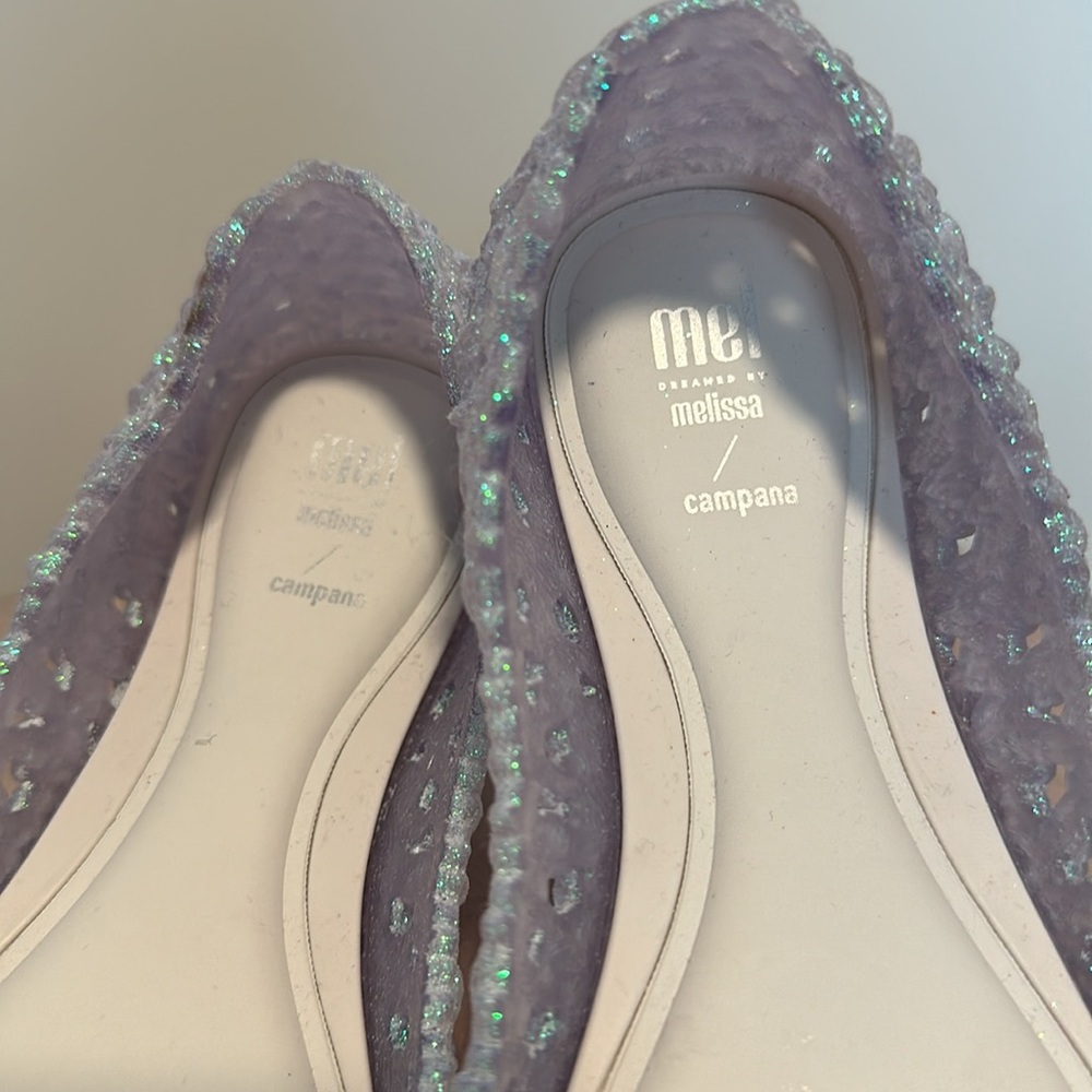 Stunning Melissa Campana flats in iridescent white detail. - Picture 6 of 11